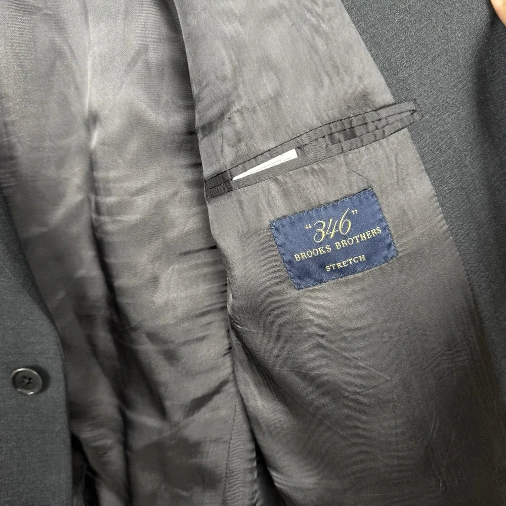 Brooks Brothers 346 Suit Mens 37R Gray Wool‎ Stretch 2 Pcs Jacket 36x29 Pants